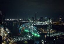 Tijdelijke Suurhoffbrug door Rotterdam