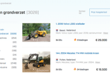 SAES-veiling: screenshot online veiling grondmachines