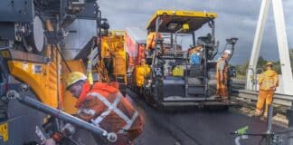 Apeldoorn-Twello - foto van asfalteren door Heijmans-werkploeg