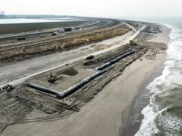 Windpark Maasvlakte 2 - luchtfoto van het bouwterrein