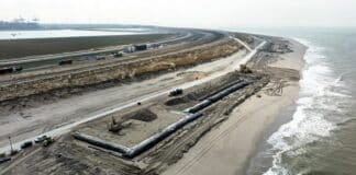 Windpark Maasvlakte 2 - luchtfoto van het bouwterrein