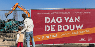 Dag van de Bouw - man met kind voor banner van de Dag van de Bouw 2023